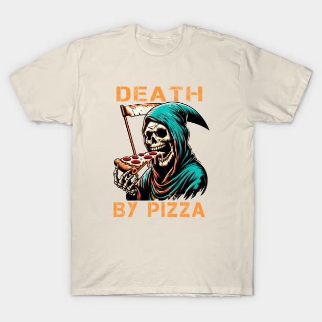 Death by Pizza T-Shirt – Grim Reaper Foodie Tee T-Shirt by Klimek Prints